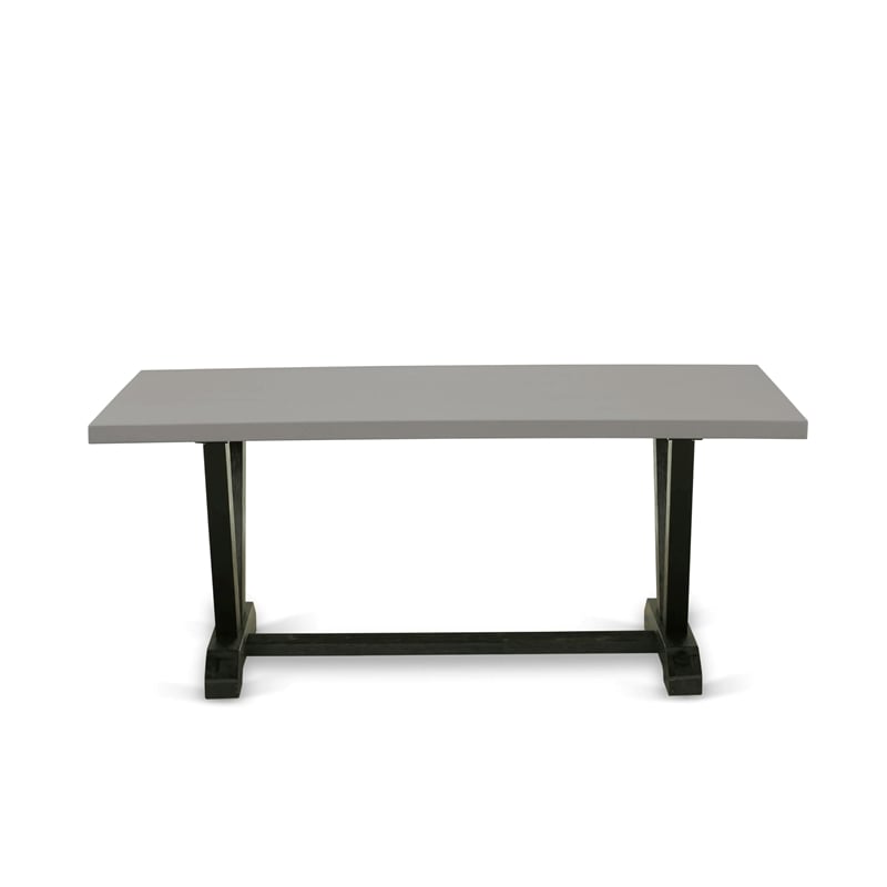 East West Furniture V-Style 5-Piece Dining Table Set in Cement Finish
