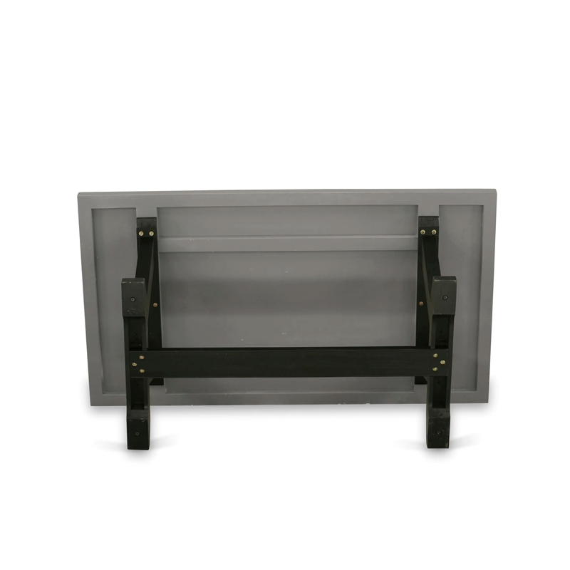 East West Furniture V-Style 7-Piece Dining Table Set in Cement Finish