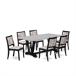 East West Furniture V-Style 7-Piece Modern Dining Table Set in Cement Finish