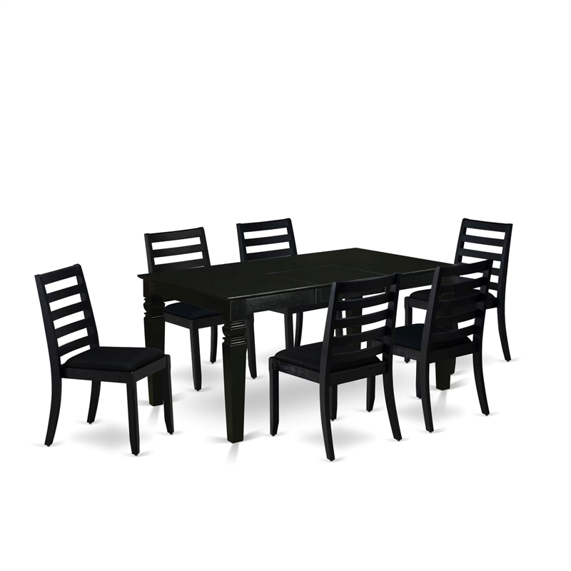 East West Furniture Weston 7-Piece Modern Dining Table Set in Black Finish