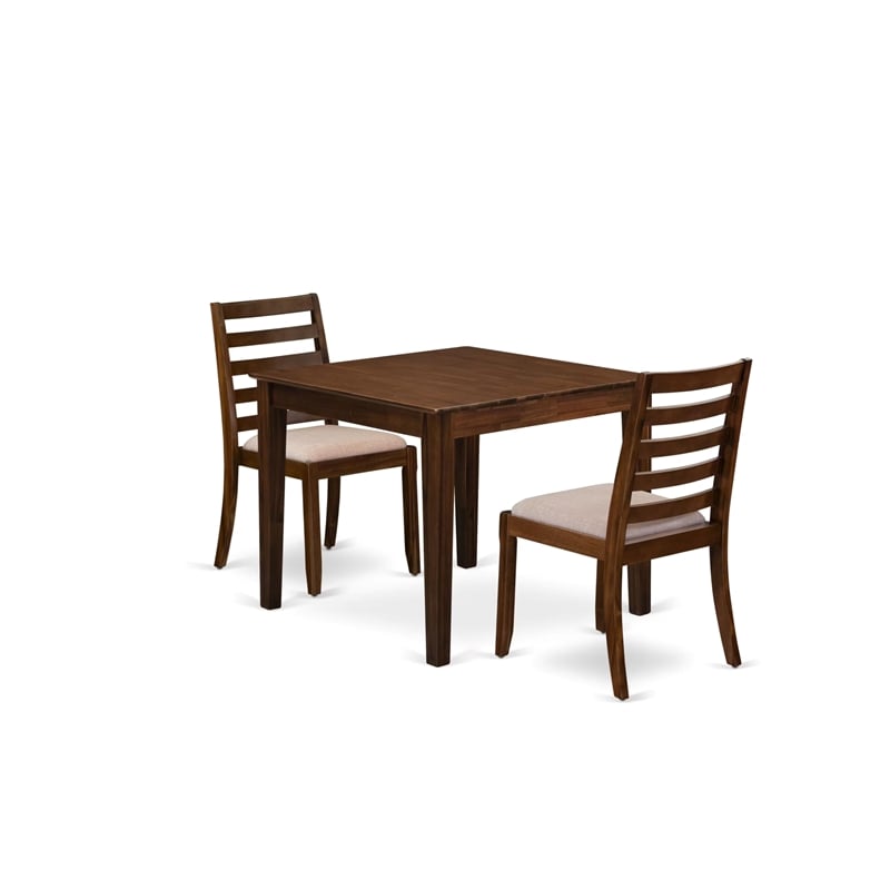 East West Furniture Oxford 3 Piece A Dining Room Table Set in Walnut Finish