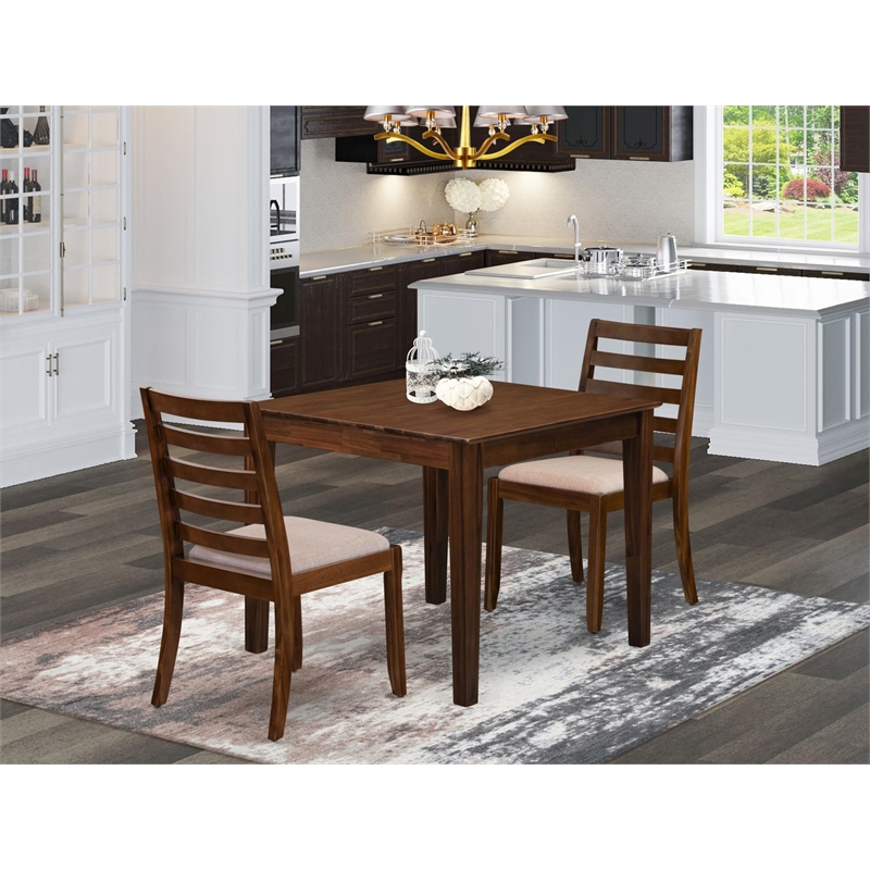 East West Furniture Oxford 3 Piece A Dining Room Table Set in Walnut Finish