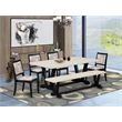 East West Furniture V-Style 6-Piece Kitchen Table Set in Linen White Finish