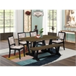 East West Furniture V-Style 6-Pc Modern Dining Table Set in Distressed Jacobean