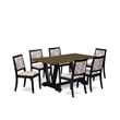 East West Furniture V-Style 7-Piece Kitchen Dining Set in Distressed Jacobean