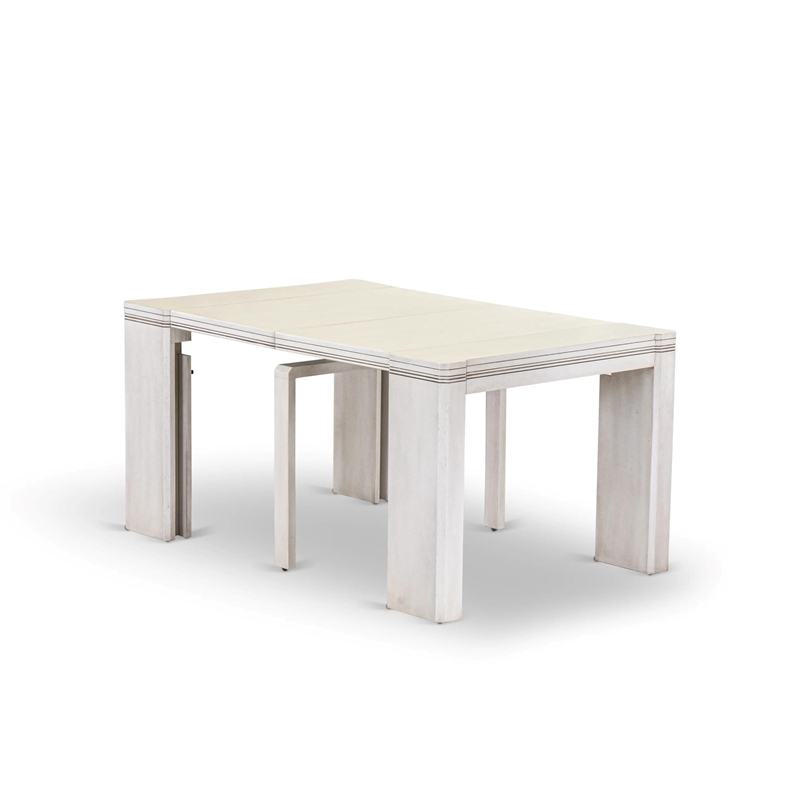 East West Furniture Xtenczar 3 Pieces Extendable Kitchen Table Set in White