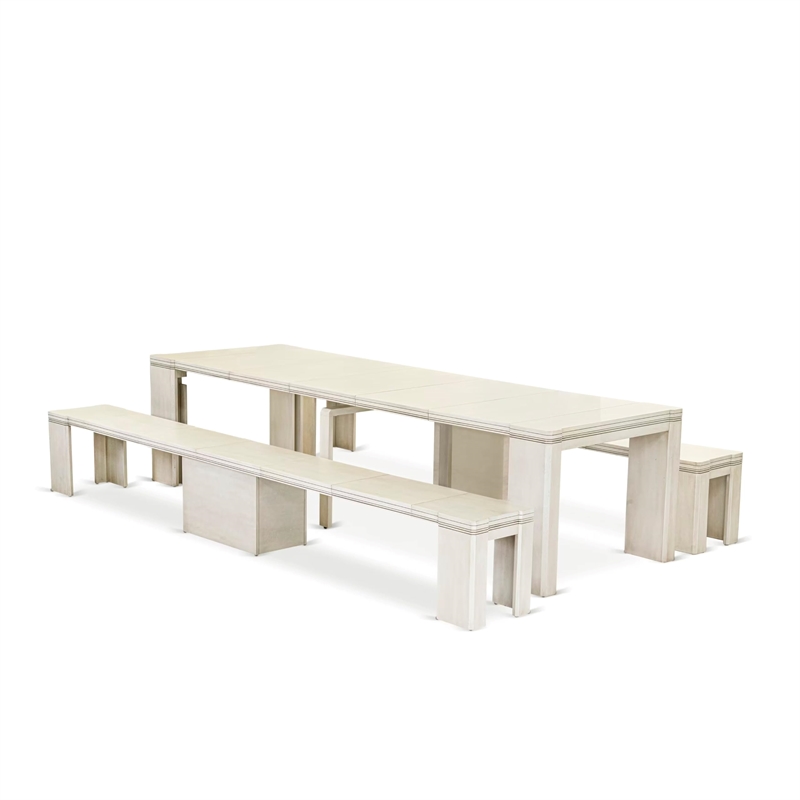 East West Furniture Xtenczar 3 Pieces Extendable Kitchen Table Set in White