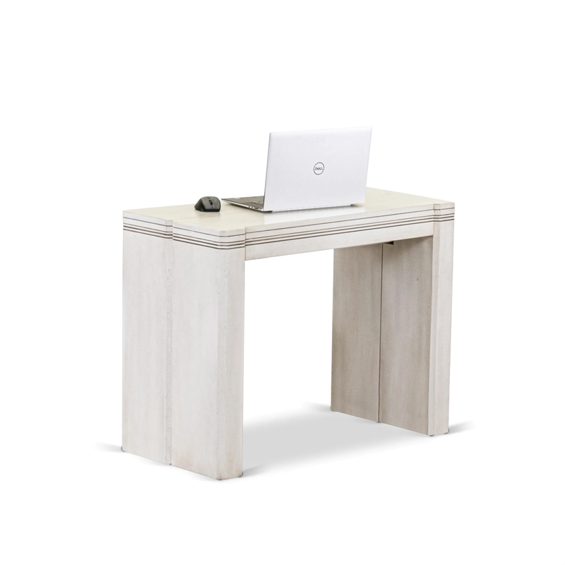 East West Furniture Xtenczar 3 Pieces Extendable Kitchen Table Set in White