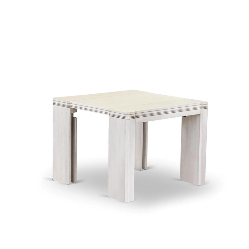 East West Furniture Xtenczar 3 Pieces Extendable Kitchen Table Set in White