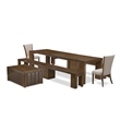 East West Furniture Xtenczar 6-Piece Extendable Dining Set in Walnut Finish