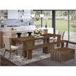East West Furniture Xtenczar 6-Piece Extendable Dining Set in Walnut Finish