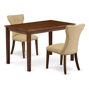 East West Furniture Yarmouth 3 Piece Dinette Set in Walnut Finish