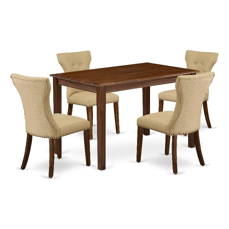 East West Furniture Yarmouth 5 Piece Dining Table Set in Walnut Finish