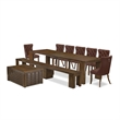 East West Furniture Xtenczar 10-Piece Extendable Dining Set in Walnut Finish