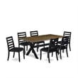 East West Furniture X-Style 7-Piece Dining Table Set in Distressed Jacobean