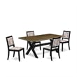 East West Furniture X-Style 5-Piece Modern Dining Set in Distressed Jacobean
