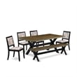 East West Furniture X-Style 6-Piece Diniing Room Set in Distressed Jacobean