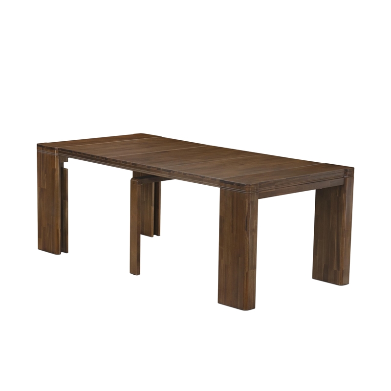 East West Furniture Xtenczar 13-Piece Extendable Dining Set in Walnut Finish