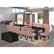 East West Furniture Xtenczar 14 -Piece Dining Room Table Set in Black Finish