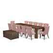 East West Furniture Xtenczar 14-Piece Extendable Dining Set in Walnut Finish