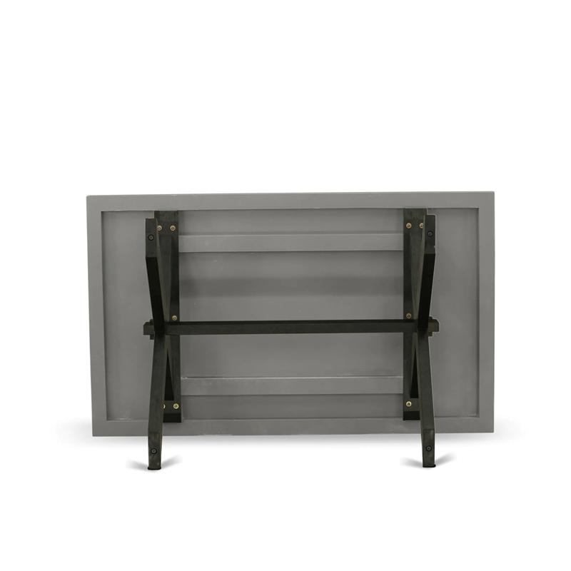 East West Furniture X-Style 7-Piece Modern Dining Table Set in Cement Finish