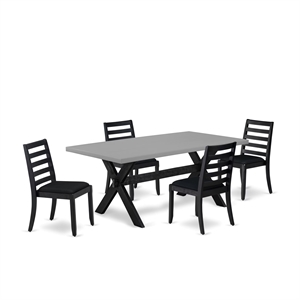East West Furniture X-Style 5-Piece Dining Room Set in Cement Finish
