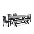 East West Furniture X-Style 6-Piece Kitchen Table Set in Cement Finish
