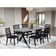 East West Furniture X-Style 7-Piece Modern Dining Table Set in Cement Finish