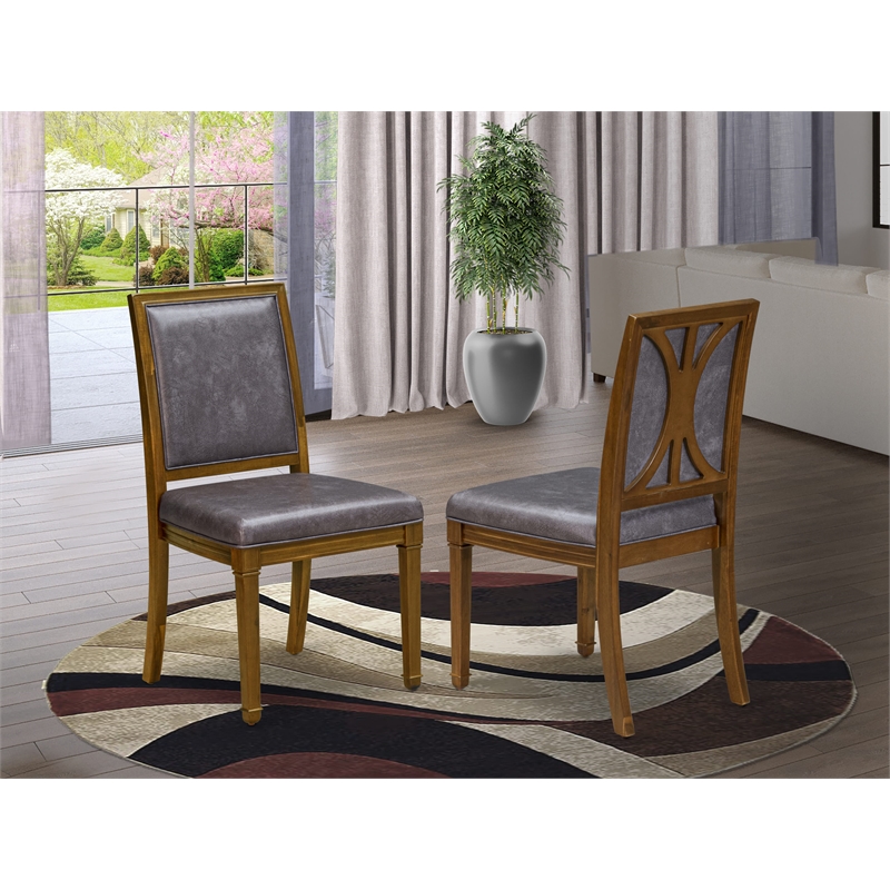 East West Furniture Amarillo Dining Chairs in Walnut (Set of 2)