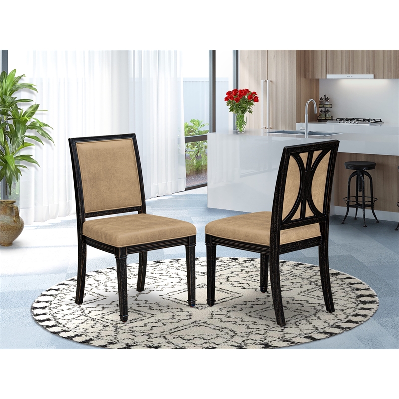 East West Furniture Amarillo Dining Chairs in Black (Set of 2)