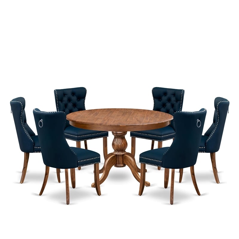 East West Furniture Ferris 7-Piece Kitchen Table Set in Walnut Finish
