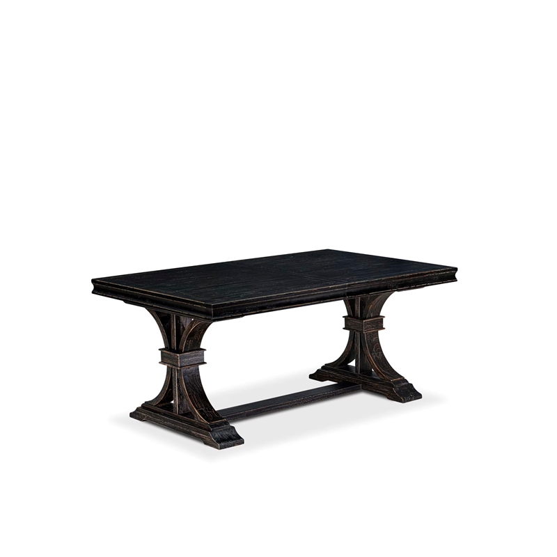 East West Furniture Laneville 9-Piece Dining Room Table Set in Black Finish