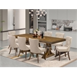 East West Furniture Laneville 9-Piece Dinner Table Set in Walnut Finish