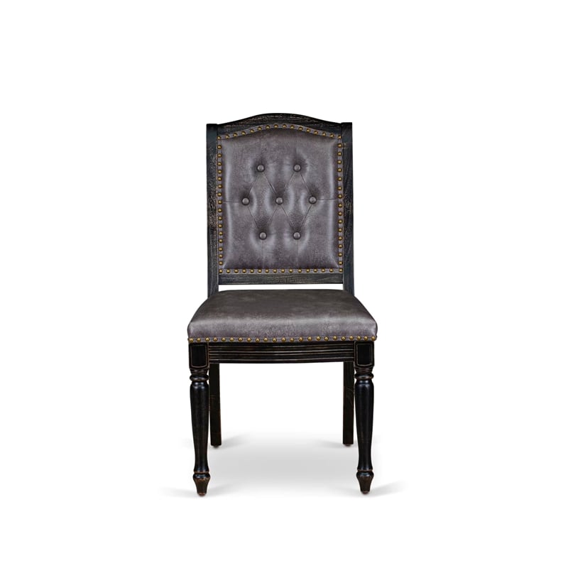 East West Furniture Marshall Parson Dining Chairs Set Of 2 in Black Finish