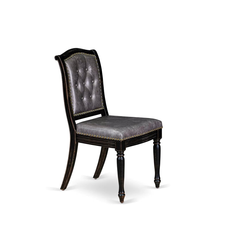 East West Furniture Marshall Parson Dining Chairs Set Of 2 in Black Finish