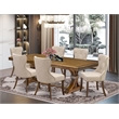 East West Furniture Northcliffe 7-Piece Modern Dining Table Set in Walnut