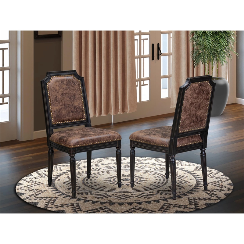 East West Furniture Tyler Dining Chairs in Black (Set of 2)