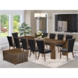 East West Furniture Xtenczar 14-Piece Extendable Dining Set in Walnut Finish