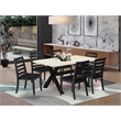East West Furniture X-Style 7-Piece Modern Dining Table Set in Linen White