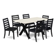 East West Furniture X-Style 7-Piece Modern Dining Table Set in Linen White
