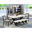 East West Furniture X-Style 6-Piece Dining Table Set in Linen White Finish