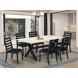 East West Furniture X-Style 7-Piece Dining Table Set in Linen White Finish