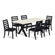 East West Furniture X-Style 7-Piece Dining Table Set in Linen White Finish
