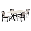 East West Furniture X-Style 5-Piece Mid Century Kitchen Set in Linen White