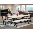 East West Furniture X-Style 6-Piece Dining Table Set in Linen White Finish