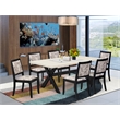 East West Furniture X-Style 7-Piece Kitchen Table Set in Linen White Finish