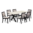 East West Furniture X-Style 7-Piece Kitchen Table Set in Linen White Finish