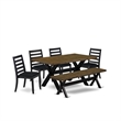 East West Furniture X-Style 6-Piece Dining Room Set in Distressed Jacobean