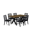 East West Furniture X-Style 7-Piece Kitchen Set in Distressed Jacobean
