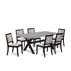 East West Furniture X-Style 7-Piece Kitchen Dining Set in Cement Finish